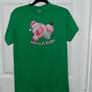 NWOT Handcrafted Merry & Bright Christmas Shirt